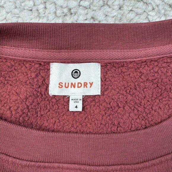Anthropologie Sundry Varsity Grateful Sweatshirt Mauve Pink - Picture 6 of 11